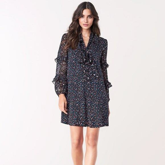 Diane Von Furstenberg Dresses & Skirts - Diane von Furstenberg Amalie Confetti Tie V-Neck Ruffle Long Sleeves Mini Dress